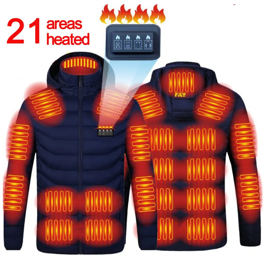 Men 25 Areas Heated Jacket Self Heated Jacket Men Women USB Heated Clothing Electric Heating Jackets Heated down Coat