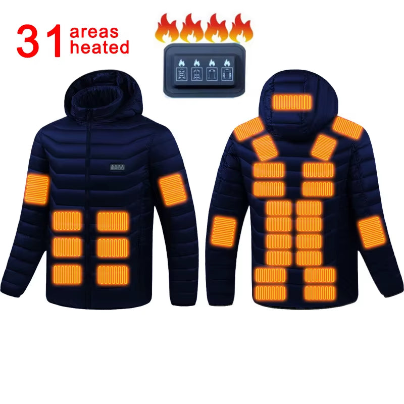 Men 25 Areas Heated Jacket Self Heated Jacket Men Women USB Heated Clothing Electric Heating Jackets Heated down Coat